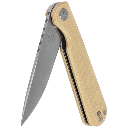 Bestechman Flick Knife Khaki G10, Satin/Stonewashed D2 by Ostap Hel (BMK13C)