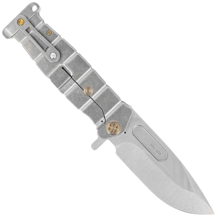 Medford USMC FF Knife Tumbled Titanium, Bronze HW, Std Clip, Tumbled S90V by Greg Medford (MK2049TQ-01TM-T1CS-PT)