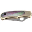 Spyderco Bug Knife Nickel Silver/Abalone, Satin 12C27 (C133AP)