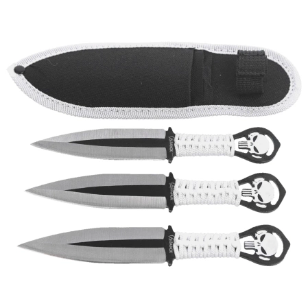 Martinez Albainox Skulls Throwing Knives Set 3 pcs White Cord, Satin 3Cr13MoV (32453)