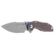 Remette TwoFace Knife Blue Stonewashed Titanium, Fine Grinding Pearlescent M390 (DSTF-B)