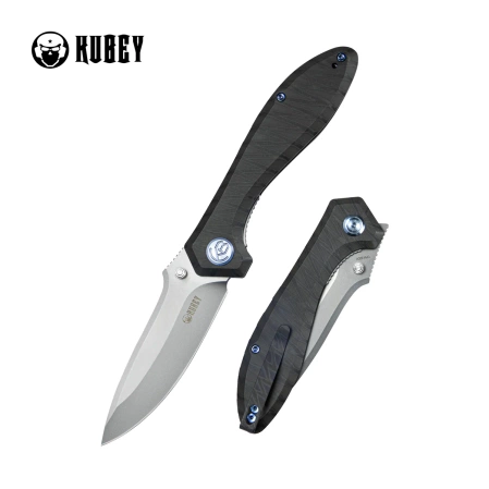 Kubey Ruckus Knife Flamed Titanium, Beadblasted CPM 20CV by Sherif Manganas (KB314P)