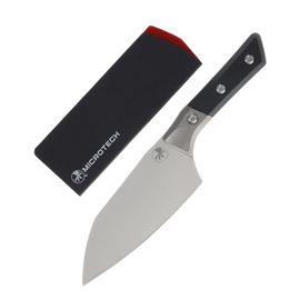 Microtech Santoku 6'' Knife Titanium Bolster/Black G10, Stonewashed M390MK (3200B-10BK)