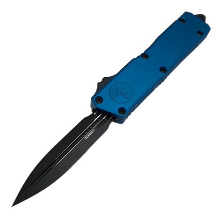 Nóż automatyczny OTF Microtech Scarab II Gen III Executive D/E Blue Aluminium, Black M390MK by Tony Marfione (1175-1BL)