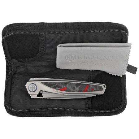 Rike Knife Baidi S Titanium/Red Carbon Fiber, Bead Blasted M390 (RK-Baidi-S-P/RCF)