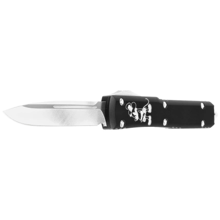 Microtech Ultratech S/E Steamboat Willie Signature OTF Knife Black Aluminum, Antique White M390 by Tony Marfione (121-1SB)
