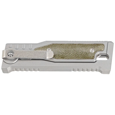 Nóż grawitacyjny Reate Mini EXO OTF Gravity T/E Bead Blasted Titanium/Green Micarta, Stonewashed CPM 3V