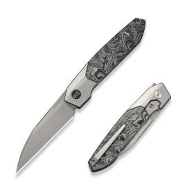 Nóż składany WeKnife Brr15 Gray Titanium/Aluminium Foil Carbon Fiber, Stonewashed M390 by Rafal Brzeski (WE24007-2)