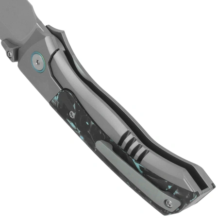 Nóż składany Remette RT-Steed Gray Titanium/Black-Blue Carbon Fiber, Pearlescent M390 (RTWS-TB)