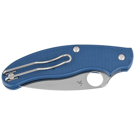 Spyderco UK Penknife Blue FRN, Satin Plain CPM SPY27 by Sal Glesser Knife (C94PCBL)