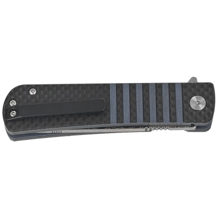 Bestech Titan Knife Black Carbon Fiber/Blue G10, Damascus by Keanu Alfaro (BL05A)