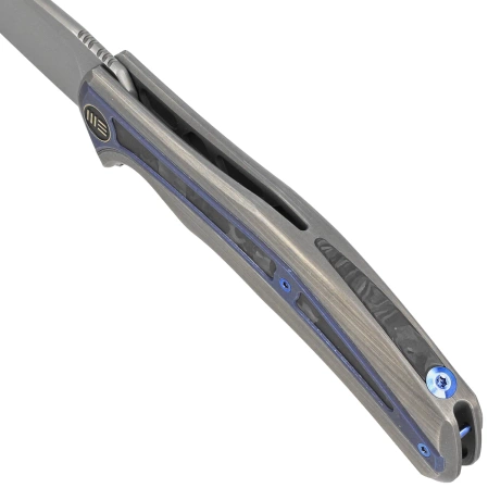 Nóż składany WE Knife Zonda Gray Hand Rubbed Titanium / Marble Carbon Fiber, Gray Hand Rubbed CPM 20CV by Kellen Bogardus (WE22016-4)