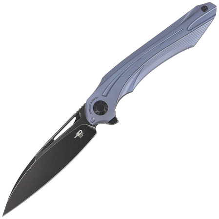 Bestech Wibra Blue Titanium, Black Stonewashed M390 by Kombou Knife (BT2001C)