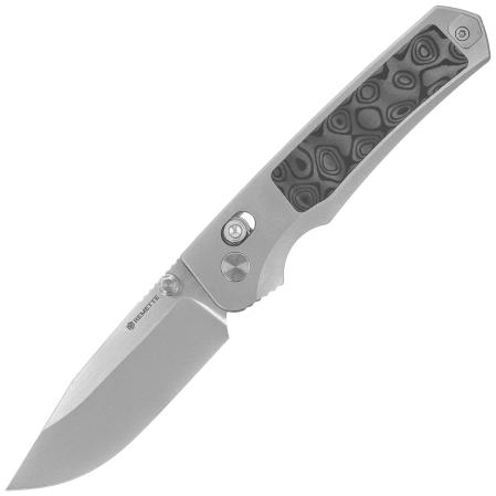 Remette Aurora Knife Gray Titanium/Carbon Fiber, Manual Fine Grinding Satin Surface/Pearlescent Surface M390 (AURA-D)
