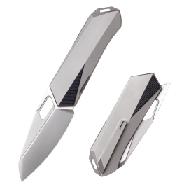 Nóż składany Remette Woodpecker Gray Titanium, Hand Grinding Pearlescent M390 (RTWP-T)