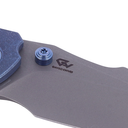 WE Knife High-Fin Blue Titanium, Gray Stonewashed CPM 20CV by Gavko Knives (WE22005-3)