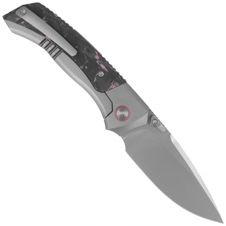 Remette RT-Steed Knife Gray Titanium/Black-Pink Carbon Fiber, Pearlescent M390 (RTWS-TP)