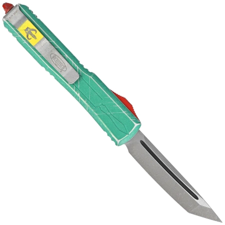 Microtech Ultratech T/E Bounty Hunter Signature OTF Knife Distressed Green Aluminum, Apocalyptic M390 by Tony Marfione (123-10BH)
