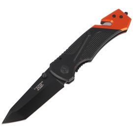 Herbertz CJH Black/Red Aluminum Rescue Knife, Epoxy Coated 420 (203911)