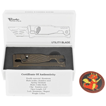 Nóż grawitacyjny OTF Reate EXO-U-V2 Diamond Pattern Bronze Aluminium, Stainless Steel (EXO-U-V2 DPB)