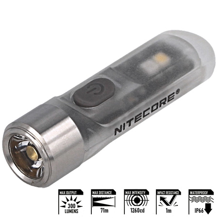 Latarka brelok NiteCore 300lm, Li-ion Battery / 130mAh (TIKI GITD)