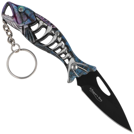 Martinez Albainox Fishing Knife Key-ring Blue Aluminum, Black 3Cr13MoV (18504-BL)