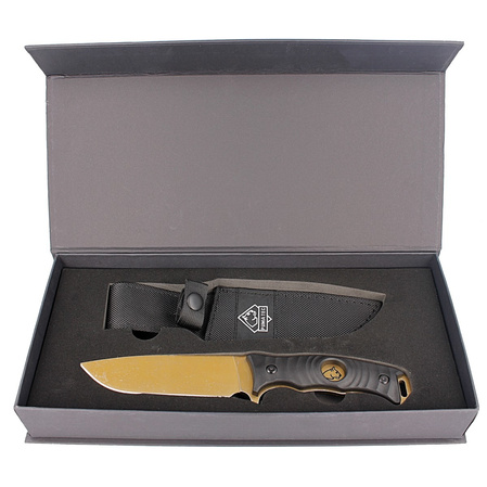 Puma Solingen Hunting Knife Wood, Gold Titanium Coating (326213)