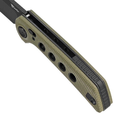 Reate PL-XF-4 Knife Green Micarta/Black G10 Inlay, Black PVD Nitro-V