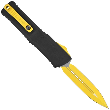 Nóż automatyczny OTF Microtech Combat Troodon Gen III D/E Black Aluminium, Cerakote Corvette Yellow M390MK by Tony Marfione (1142-1CYSK)