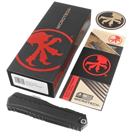 Microtech Cypher II D/E OTF Knife Black Aluminum, Stonewashed M390MK by Deryk Munroe and Tony Marfione (1242-10)