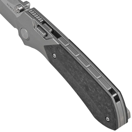 Remette RT-Meteor Knife Gray Titanium/Shredded Carbon Fiber, Pearlescent M390 (RTPT-E)