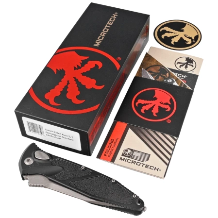 Nóż automatyczny Microtech Socom Elite Auto S/E Black Aluminium, Apocalyptic M390MK by Tony Marfione (160A-10AP)