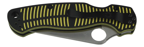 Spyderco Para Military 2 Salt Knife Yellow/Black G10, Satin MagnaCut by Sal, Eric Glesser (C81GBKYLMCP2)