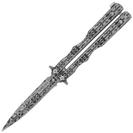 Martinez Albainox Rainblack Balisong Knife Printed Steel, Printed 3Cr13Mov (02281)