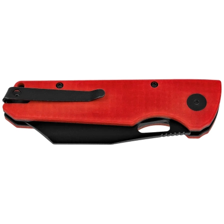 Bestechman Guardian Knife Red G10 w/ Carbon Fiber Pattern, Black PVD D2 (BMK11F)