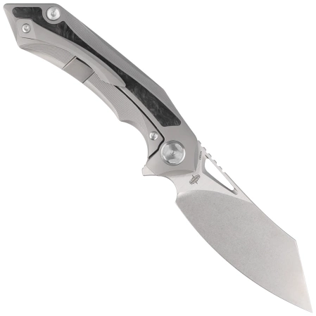 Bestech Knife Kasta Grey Titanium / Marble Carbon Fiber, Mirror Stonewash M390 by Kombou (BT1909A)