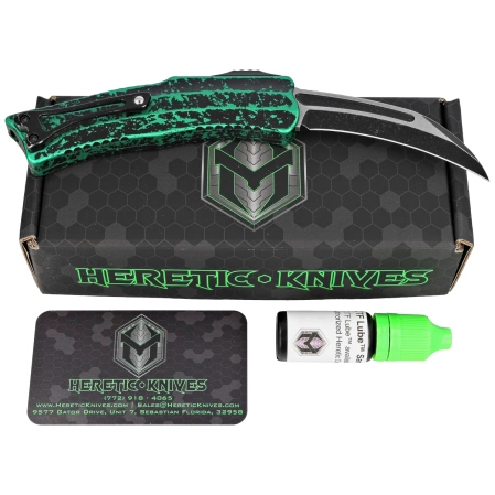 Heretic Knife ROC SE Breakthrought Toxic Green Aluminium, Two Tone Battleworn Black MagnaCut by Tony Marfione Jr.