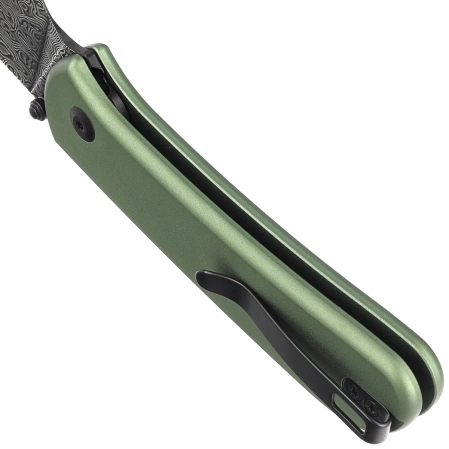Civivi Knife Qubit Green Aluminum, Black Damascus (C22030E-DS1)