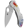 Spyderco Dragonfly Tattoo Stainless, Satin Plain VG-10  by Sal Glesser Knife (C28PT)