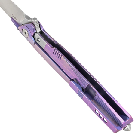 Nóż składany RikeKnife Framelock Blue Titanium, Bead Blast/Satin M390 (RK1707T-B)