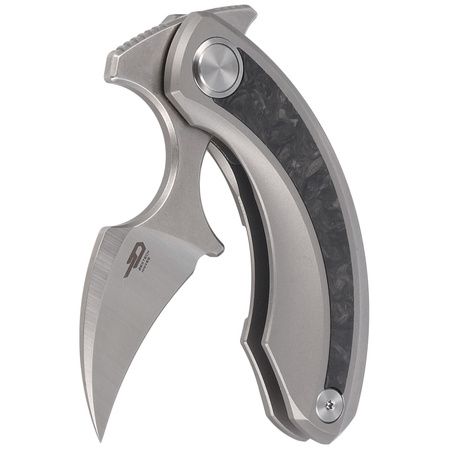 Bestech Strelit Grey Titanium/ Marbled Carbon Fiber, Satin/Stonewashed M390 by Ostap Hel Knife (BT2103M)