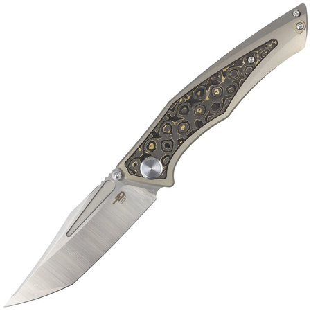 Bestech Togatta Light Bronze Titanium/Damascus Copper Carbon Fiber, Satin M390 by Koens Craft Knife (BT2102G)