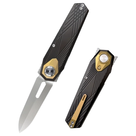 Remette Infinite Power Knife Black Titanium, Hand Grinding Pearlescent M390 (RTIP-A)