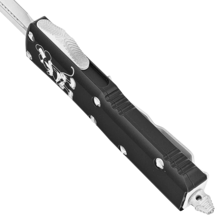 Nóż automatyczny OTF Microtech UTX-85 D/E Steamboat Willie Signature Black Aluminium, Antique White M390 (232-1SB)