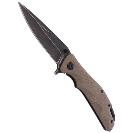 Nóż FoxEdge Mandatory Fun G10 Coyote Tan, Stone Washed PVD by Russ Kommer (FE-025)