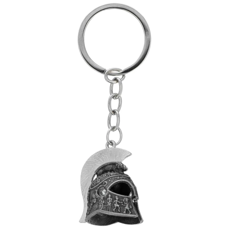 Barbaric Roman Helmet Key-Ring Old Silver Zamak (16217-SI)