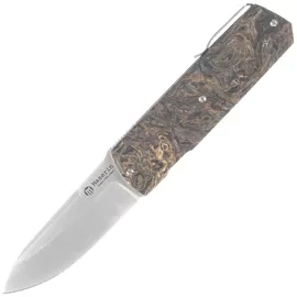 Maserin 410 Silver Black/Gold FatCarbon, Satin Elmax by Bruno Bruna Knife (410/G)