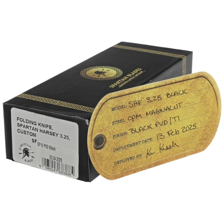 Spartan Blades Harsey Folder 3.25 Black PVD Titanium, Gray HW, Stonewashed MagnaCut by William W. Harsey (SF10 Custom Black PVD Frame)