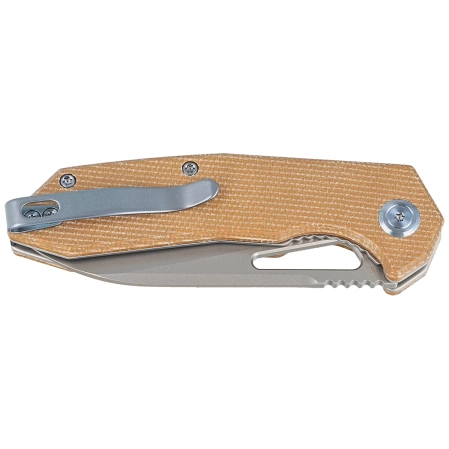 Kubey Vagrant Knife Tan Micarta, Sandblasted M390 by Maksim Tkachuk (KB291V)