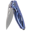 RikeKnife Mini Hummingbird Blue Titanium, Rose Damascus by Richard Wu (RK-MINI-BL)
